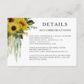 Hochzeitsunterkünfte für Sonnenblumen Details Begleitkarte (Vorderseite)