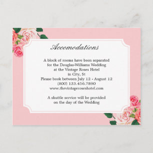 Hochzeitsunterkünfte im Stil von Vintage-Rosen Postkarte