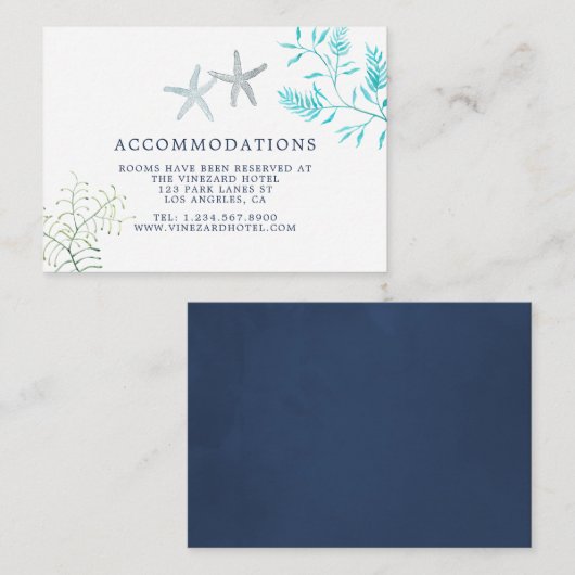 Hochzeitsunterkünfte in Aquarellbad Begleitkarte (Vorne/Hinten)