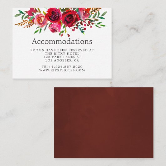 Hochzeitsunterkünfte in Aquarellfarben Begleitkarte (Vorne/Hinten)