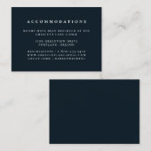 Hochzeitsunterkünfte in Blauer Vollfarbe Begleitkarte (Vorne/Hinten)