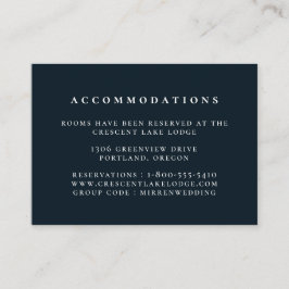 Hochzeitsunterkünfte in Blauer Vollfarbe Begleitkarte