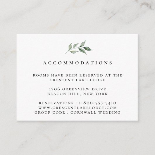 Hochzeitsunterkünfte in naturbelassenen Botanische Begleitkarte (Vorderseite)