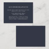 Hochzeitsunterkünfte in Navy Blue Solid Color Begleitkarte (Vorne/Hinten)