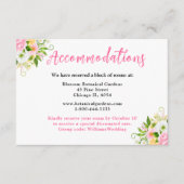 Hochzeitsunterkünfte in Rosa Gelbflora Begleitkarte (Vorderseite)
