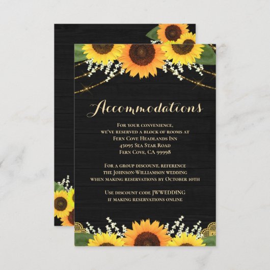 Hochzeitsunterkünfte in rustikalem Schwarzwald Begleitkarte (Vorne/Hinten)