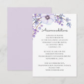 Hochzeitsunterkünfte mit Blumenbezug. Purpurblumen Begleitkarte (Vorne/Hinten)