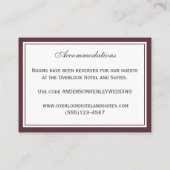 Hochzeitsunterkünfte und Details Begleitkarte (Rückseite)