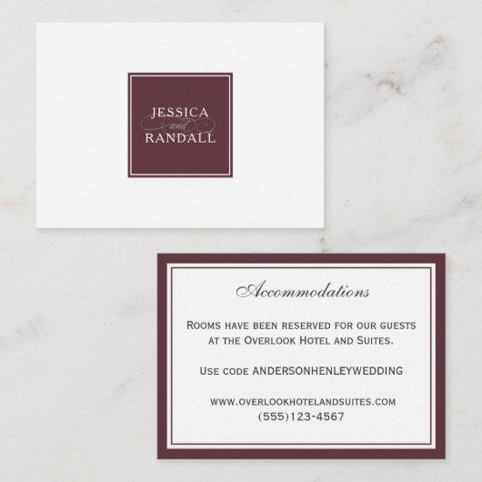 Hochzeitsunterkünfte und Details Begleitkarte (Vorne/Hinten)