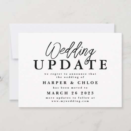 Hochzeitsupdate Ändern Sie das Datum, an dem die V Save The Date (Vorderseite)