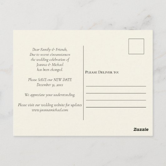 Hochzeitsupdate-Foto Postkarte (Rückseite)