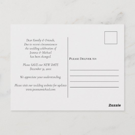 Hochzeitsupdate-Foto Postkarte (Rückseite)