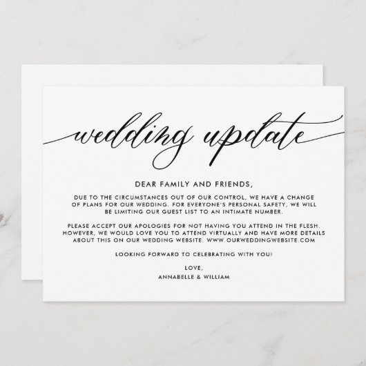 Hochzeitsupdate | Kleinere Hochzeit Ankündigung (Vorne/Hinten)