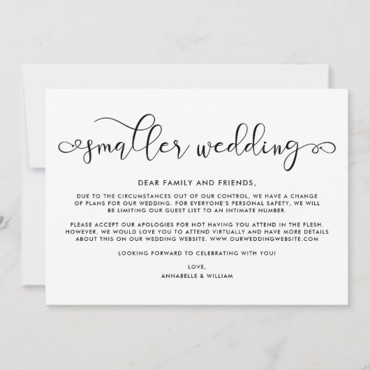 Hochzeitsupdate | Kleinere Hochzeit Ankündigung (Vorderseite)