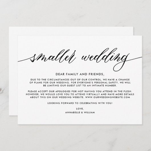 Hochzeitsupdate | Kleinere Hochzeit Ankündigung (Vorne/Hinten)