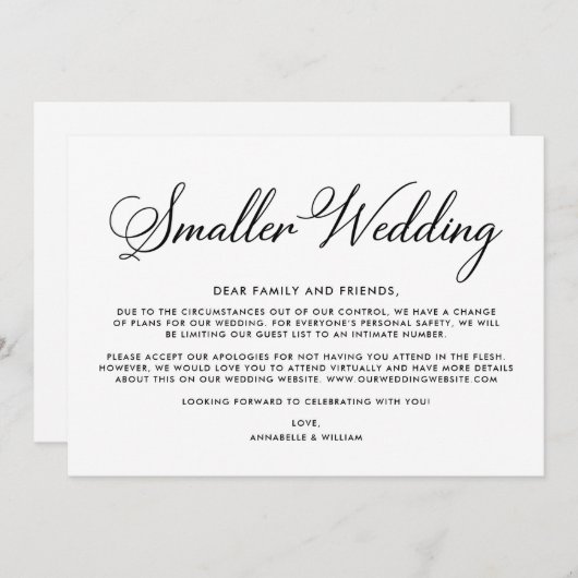 Hochzeitsupdate | Kleinere Hochzeit Ankündigung (Vorne/Hinten)