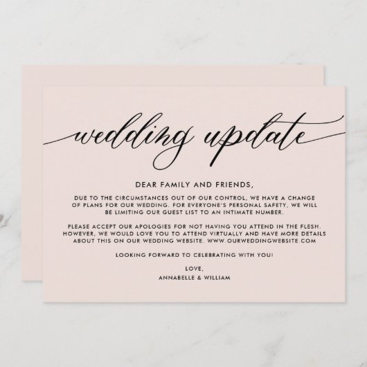 Hochzeitsupdate | Kleinere Hochzeitsankündigung Ankündigung (Vorne/Hinten)