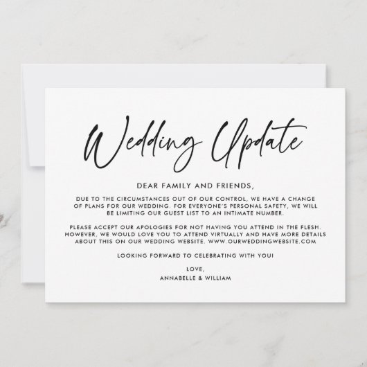 Hochzeitsupdate | Kleinere Hochzeitsankündigung Ankündigung (Vorderseite)