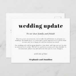 Hochzeitsupdate Typografisch Schwarz-weiß Ankündigungspostkarte