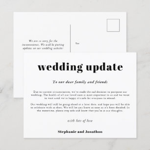 Hochzeitsupdate Typografisch Schwarz-weiß Ankündigungspostkarte