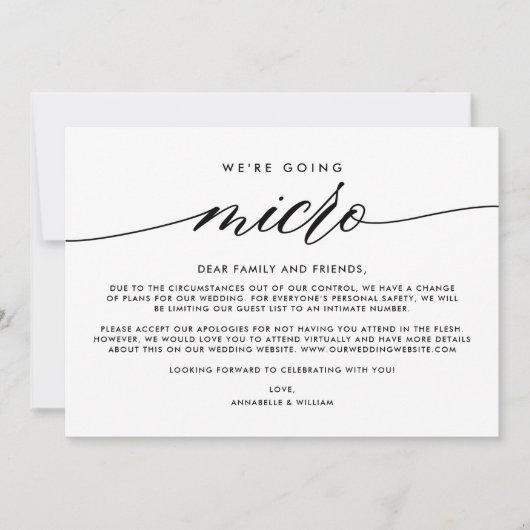 Hochzeitsupdate | Wir machen Micro Ankündigung (Vorderseite)