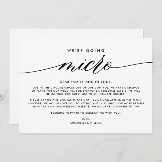 Hochzeitsupdate | Wir machen Micro Ankündigung (Vorne/Hinten)