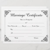 Hochzeitsurkunde für die Blumengrenzen (Vorne/Hinten)