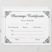 Hochzeitsurkunde für die Blumengrenzen (Vorderseite)