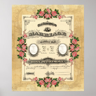 Hochzeitsurkunde im Vintage-Stil mit modernem Desi Poster
