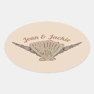 Hochzeitsveranstaltung am Meer für Muscheln Ovaler Aufkleber
