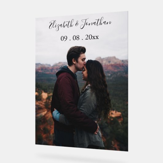 Hochzeitsveranstaltung für personalisiertes Foto Acrylschild (Winkel)