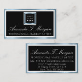 Hochzeitsveranstaltung Logo Schwarzes Metall Blau Visitenkarte (Vorne/Hinten)