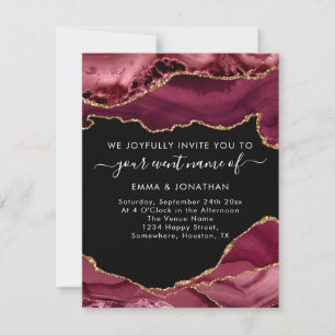 Hochzeitsveranstaltung QR Code Burgundy Gold Black