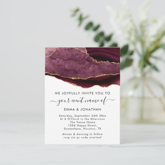 Hochzeitsveranstaltung QR Code Burgundy Marsala Go (Stehend Vorderseite)