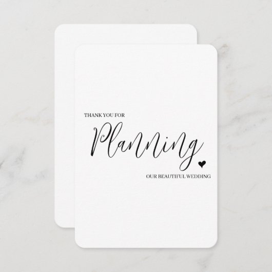 Hochzeitsverkäufer Vielen Dank Card-Planner Dankeskarte (Vorne/Hinten)