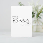 Hochzeitsverkäufer Vielen Dank Card-Planner Dankeskarte (Stehend Vorderseite)