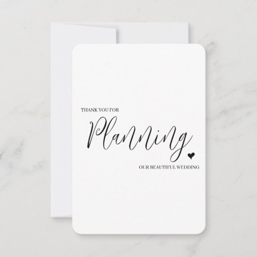 Hochzeitsverkäufer Vielen Dank Card-Planner Dankeskarte (Vorderseite)