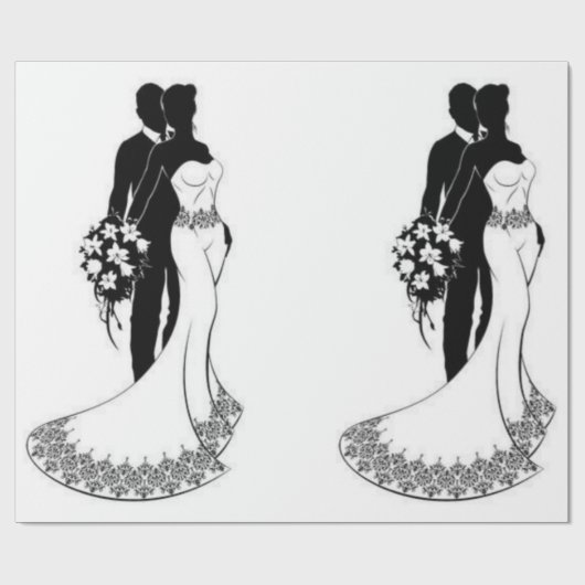 Hochzeitsverpackungspapier weiß und schwarz geschenkpapier (Flach)