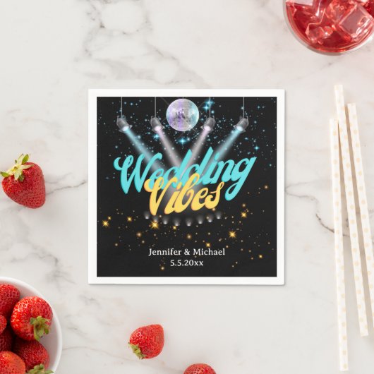 Hochzeitsvibes Retro-Diskothek beleuchtet schwarze Serviette (Beispiel)