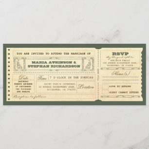 Hochzeitsvintage-Ticket-Einladung & RSVP-Design Einladung
