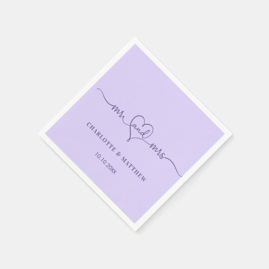 Hochzeitsviolett lila mr Herzensskript Serviette (Ecke)