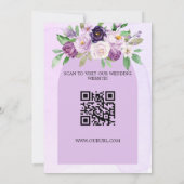 Hochzeitsviolett-violette Blüten, QR-Code-Website Save The Date (Rückseite)