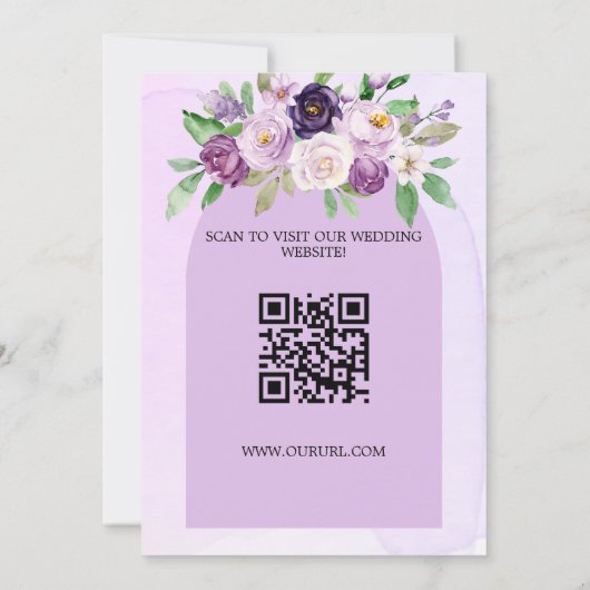 Hochzeitsviolett-violette Blüten, QR-Code-Website Save The Date (Rückseite)