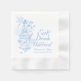 Hochzeitsvögel fressen Getränke verheiratete blaue Serviette