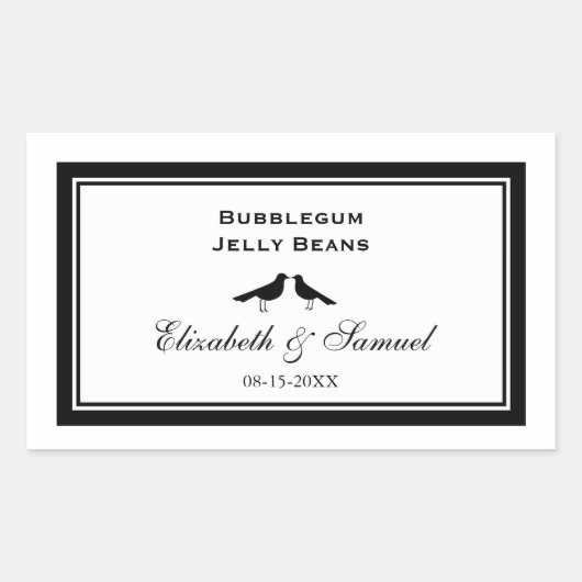 Hochzeitsvögel Hochzeitsbonbons Rechteckiger Aufkleber (Vorderseite)