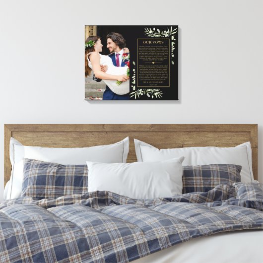 Hochzeitsvogel Schwarz-Gold-Grün-Foto Leinwanddruck (Insitu (Schlafzimmer))