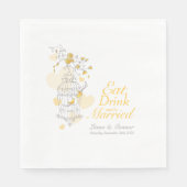 Hochzeitsvogelkäfig essen Getränke verheiratete Se Serviette (Vorderseite)