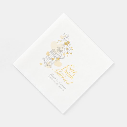 Hochzeitsvogelkäfig essen Getränke verheiratete Se Serviette (Ecke)