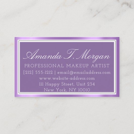 Hochzeitsvorbereitung Lila Visitenkarte (Rückseite)
