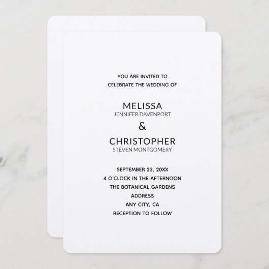 Hochzeitsvorlage 2B Einladung (Vorne/Hinten)